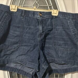 Torrid Blue Jean Shorts Mid-Length Cuffed
